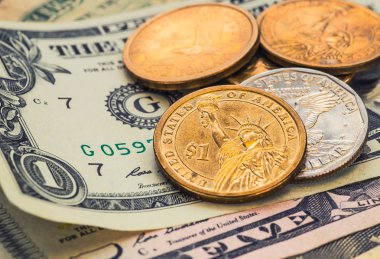 Natürmort ile nakit dolar ve sent bize.