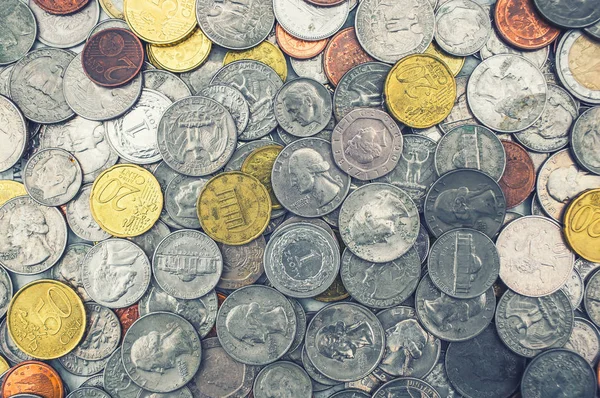 几个欧洲货币-背景图案的硬币. — 图库照片