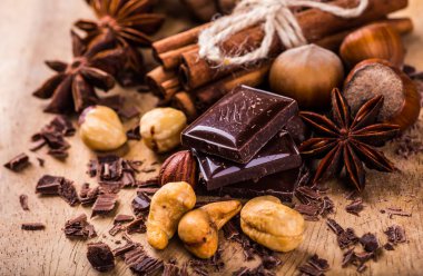 Çikolata arka plan. Fındıklı çikolata