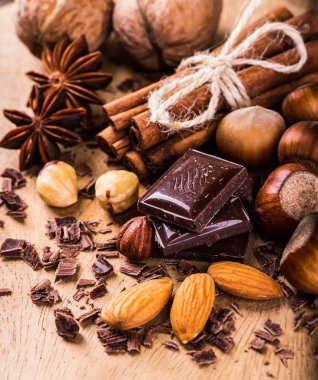 Çikolata arka plan. Fındıklı çikolata