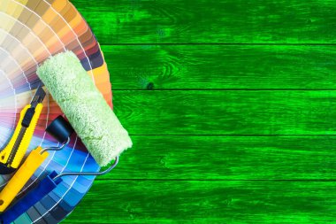 Ressam ve dekoratör çalışma tablosu Saray Projesi, renk swatc