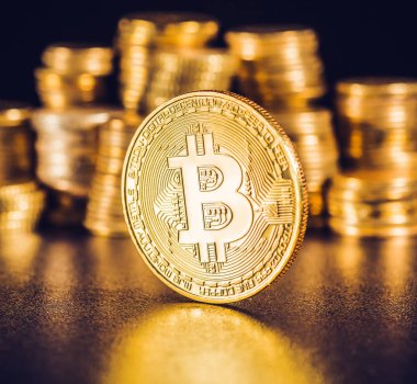 Bitcoin. Kripto para birimi altın Bitcoin, Btc, Bit sikke. Makro çekim