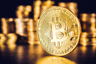 Bitcoin. Kripto para birimi altın Bitcoin, Btc, Bit sikke. Makro çekim