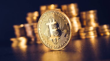 Bitcoin. Kripto para birimi altın Bitcoin, Btc, Bit sikke. Makro çekim