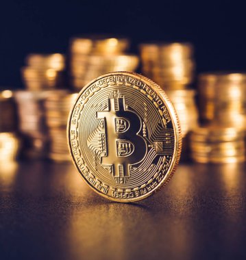 Bitcoin. Kripto para birimi altın Bitcoin, Btc, Bit sikke. Makro çekim