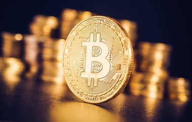 Bitcoin. Kripto para birimi altın Bitcoin, Btc, Bit sikke. Makro çekim