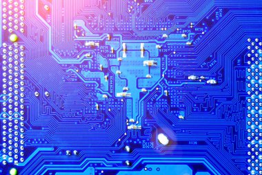 Bilgisayar anakartının mavi devre kartı arka planı, Elektronik