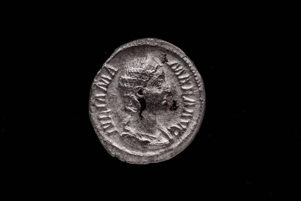 Roman coin, AR Denarius,Otacilia Severa, Rome mint,  244-245 AD., Ancient roman coin with portrait of emperor isolated on black