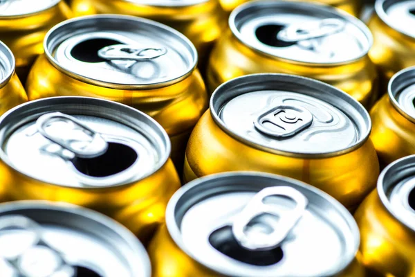 Golden Beer Cans Aluminium Cans Logo Trademark Them Stock Picture