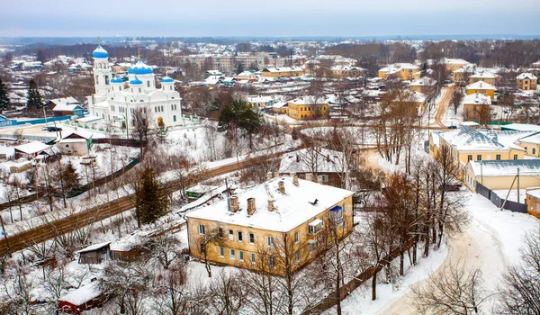 Torzhok city in the winter. Beautiful top view of the urban area — Stock Photo, Image