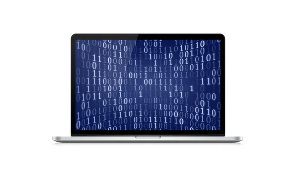 Laptop with binary code Stock Photo