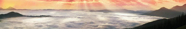 Deniz sis Karpatlar bir dağ vadi üzerinde — Stok fotoğraf