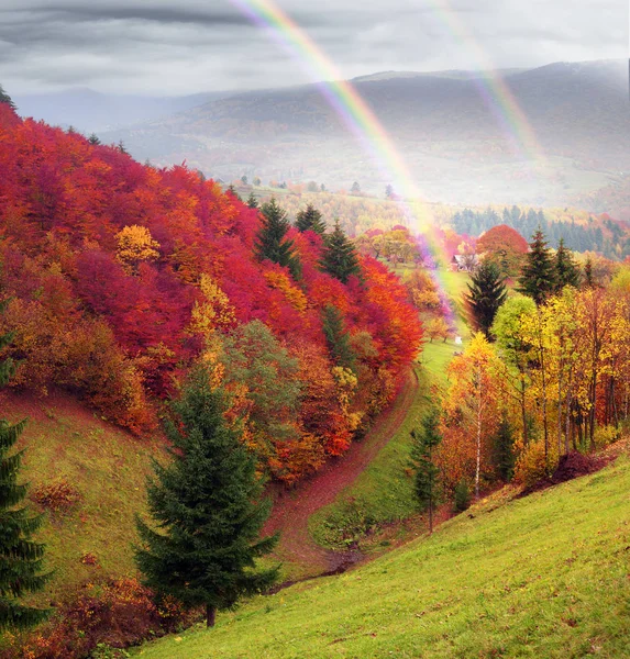 Mountain village in autumn — Stock Photo, Image