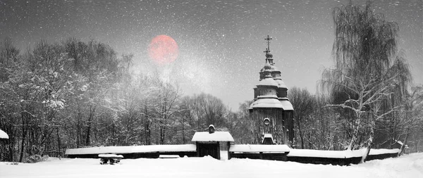 Schneefall im Pirogovo-Museum — Stockfoto