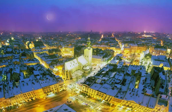 Natal nevado em Lviv — Fotografia de Stock