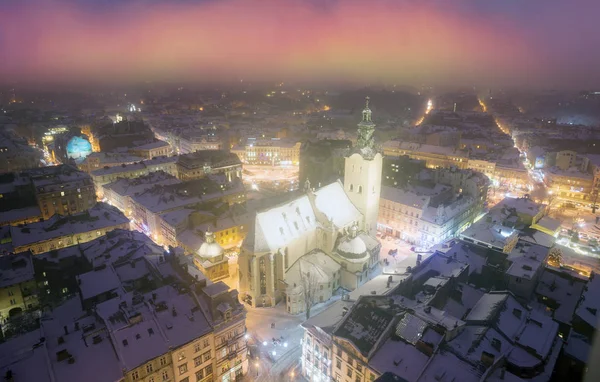 Natal nevado em Lviv — Fotografia de Stock