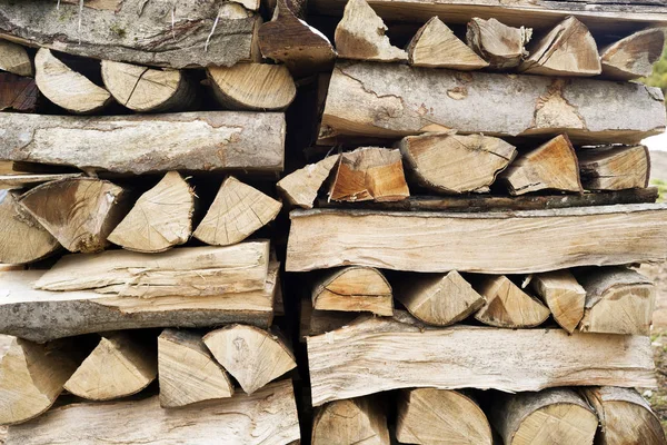 Warehouse Stack Cut Chopped Sawn Natural Firewood Mountain Resort Good — Stock Photo, Image