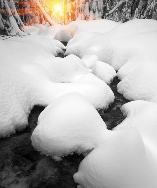 Fiume dei Carpazi in inverno — Foto Stock