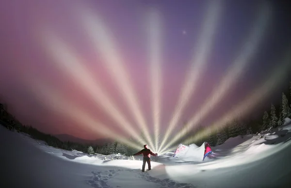 Sabre laser dans un blizzard de neige — Photo