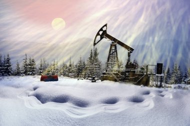 Oil production in the winter on Mount Synechka clipart