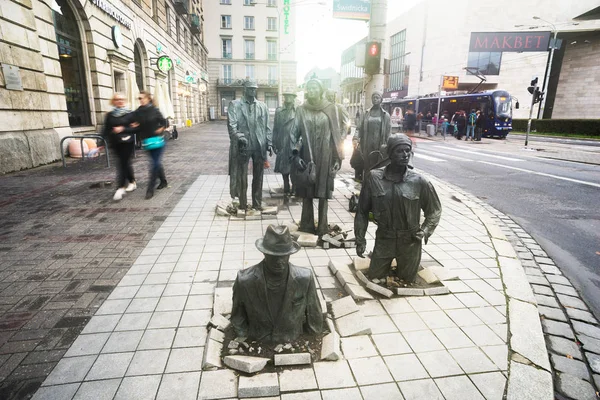 Brons fotgängare för turister Wroclaw — Stockfoto