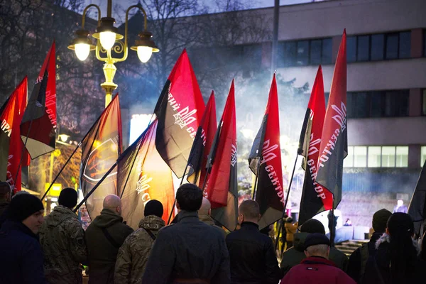 Memorial procession with torches — Stock Photo, Image