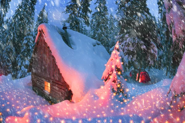 Unterkunft und Zelt im Winter zum Berg-Pop-Iwan — Stockfoto