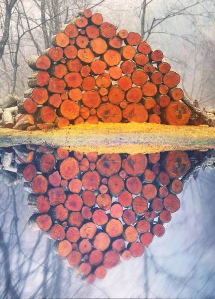 Pittoreske samenstelling van brandhout — Stockfoto