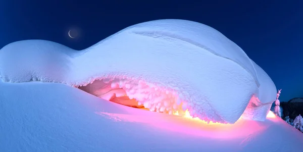 Geceleri dağda karlı bir korse — Stok fotoğraf