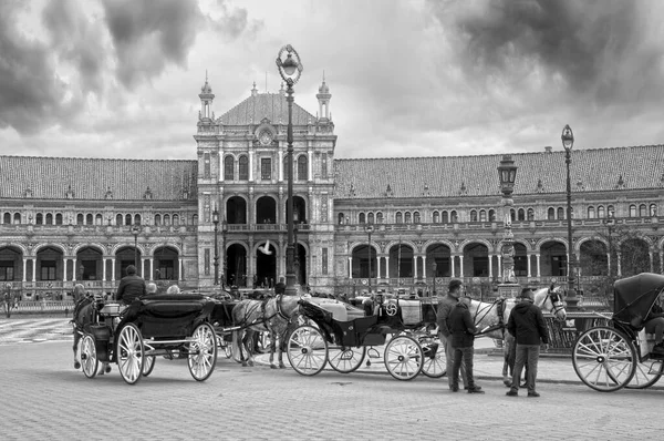 Spain Seville January 2019 Horse Carriages Old Classic Style Background — Stock Photo, Image