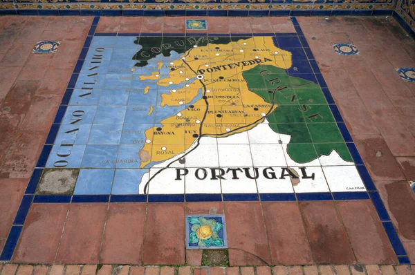 Mural Mapa Azulejos Cerâmicos Para Cidade Pontevedra Mirante Que Representa — Fotografia de Stock