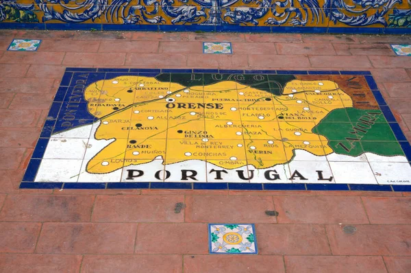 Mappa Delle Piastrelle Ceramica Murale Comune Orense Nel Gazebo Che — Foto Stock