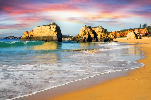Playa Portimao Lugar Vacaciones Favorito Para Los Portugueses Europeos Visitantes — Foto de Stock