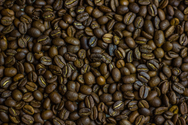 Black arabian Coffee beans texture background flat