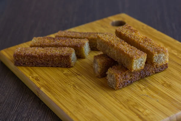 bread toast on a plate for beer