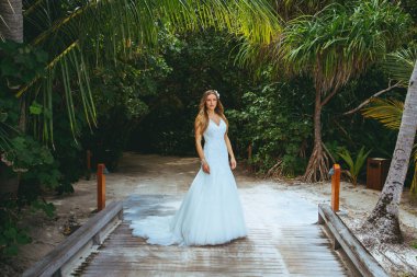 Bir orman veya orman tropik bir adada güzel gelin