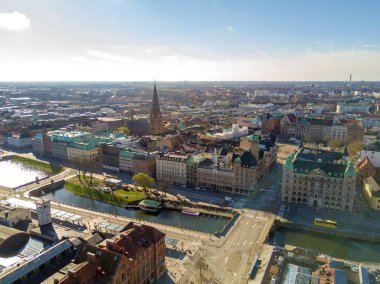 Malmö şehir görünümünde İsveç yukarıdan