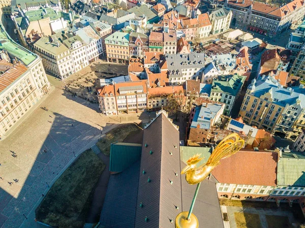 Bella Vista Sulla Città Riga Dall Alto Con Gallo Dorato — Foto Stock