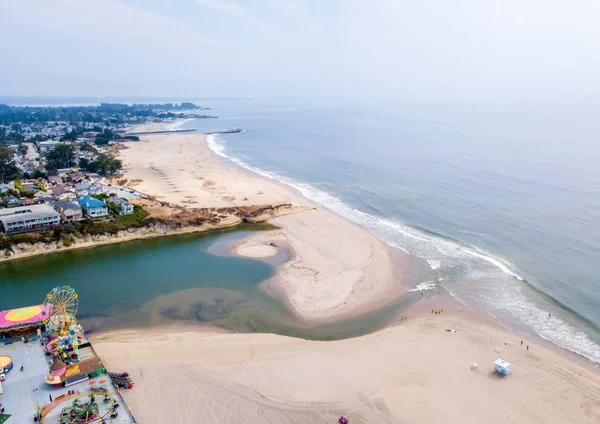 Letecký Pohled Pláži Santa Cruz Město Výšky Molem Zábavní Park — Stock fotografie