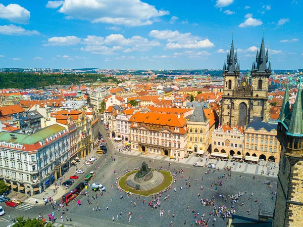 Belle Vue Aérienne Panoramique Ville Prague Haut Avec Vieille Ville — Photo