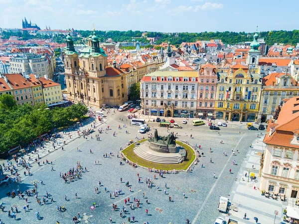 Belle Vue Aérienne Panoramique Ville Prague Haut Avec Vieille Ville — Photo