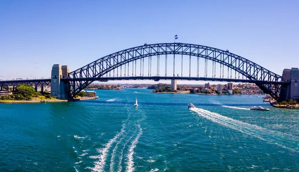 Beautiful view of the harbour bridge view during clear blue sky in Sydney, Australia.