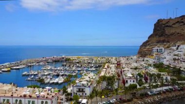 Hava manzarasına Puerto de Mogan bay, Gran Canaria, İspanya