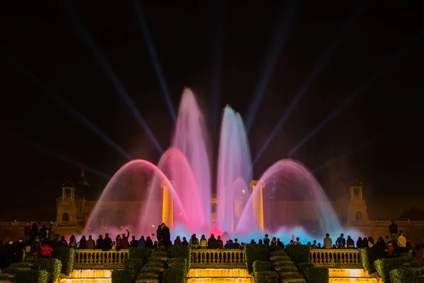 Famosa Colorida Fuente Montjuic Barcelona España — Foto de Stock