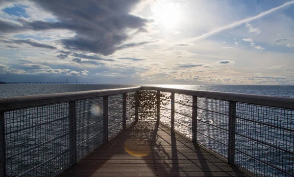 Panoramisch uitzicht op Øresund brug van Malmo city — Stockfoto