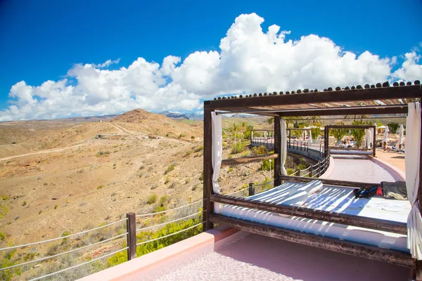 Belle Terrasse Ensoleillée Sur Colline Île Gran Canaria Dans Hôtel — Photo