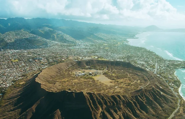 Vista Aérea Absolutamente Incrível Ilha Havaí Com Uma Cratera Diamond — Fotografia de Stock