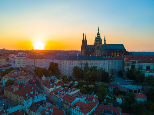 Belle Vue Aérienne Sur Coucher Soleil Ville Prague Vue Panoramique — Photo