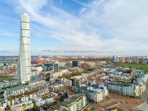 West Harbor area with the Turning Torso skyscraper — стоковое фото