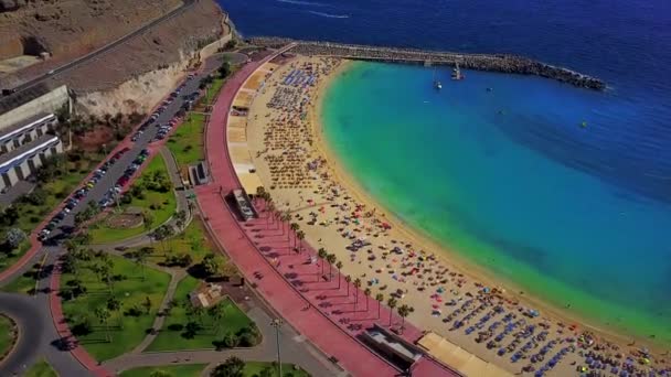 Пляж Фаса Мар Прекрасный Летний День Коста Брава Каталония Испания — стоковое видео